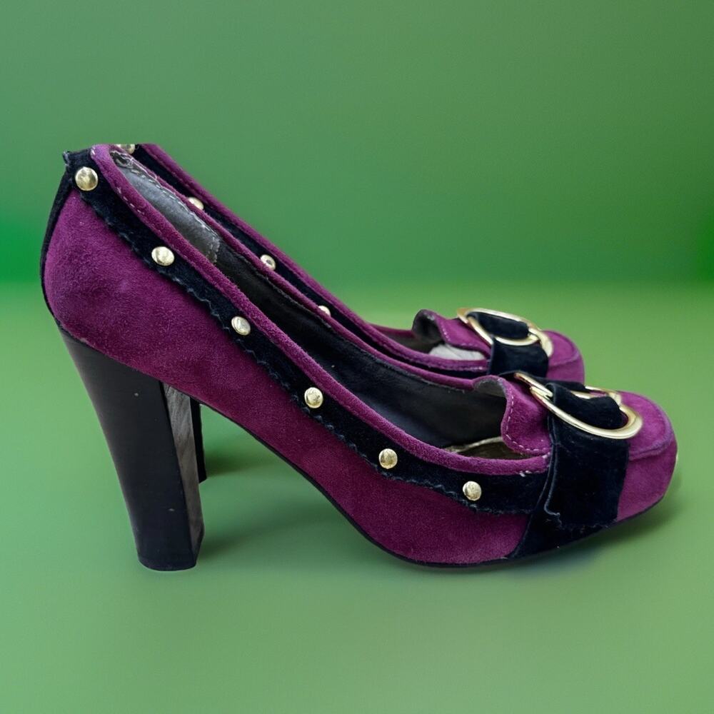 Naughty Monkey Studded Suede Magenta Heels| Runs Wide | Whimsygoth | Domme